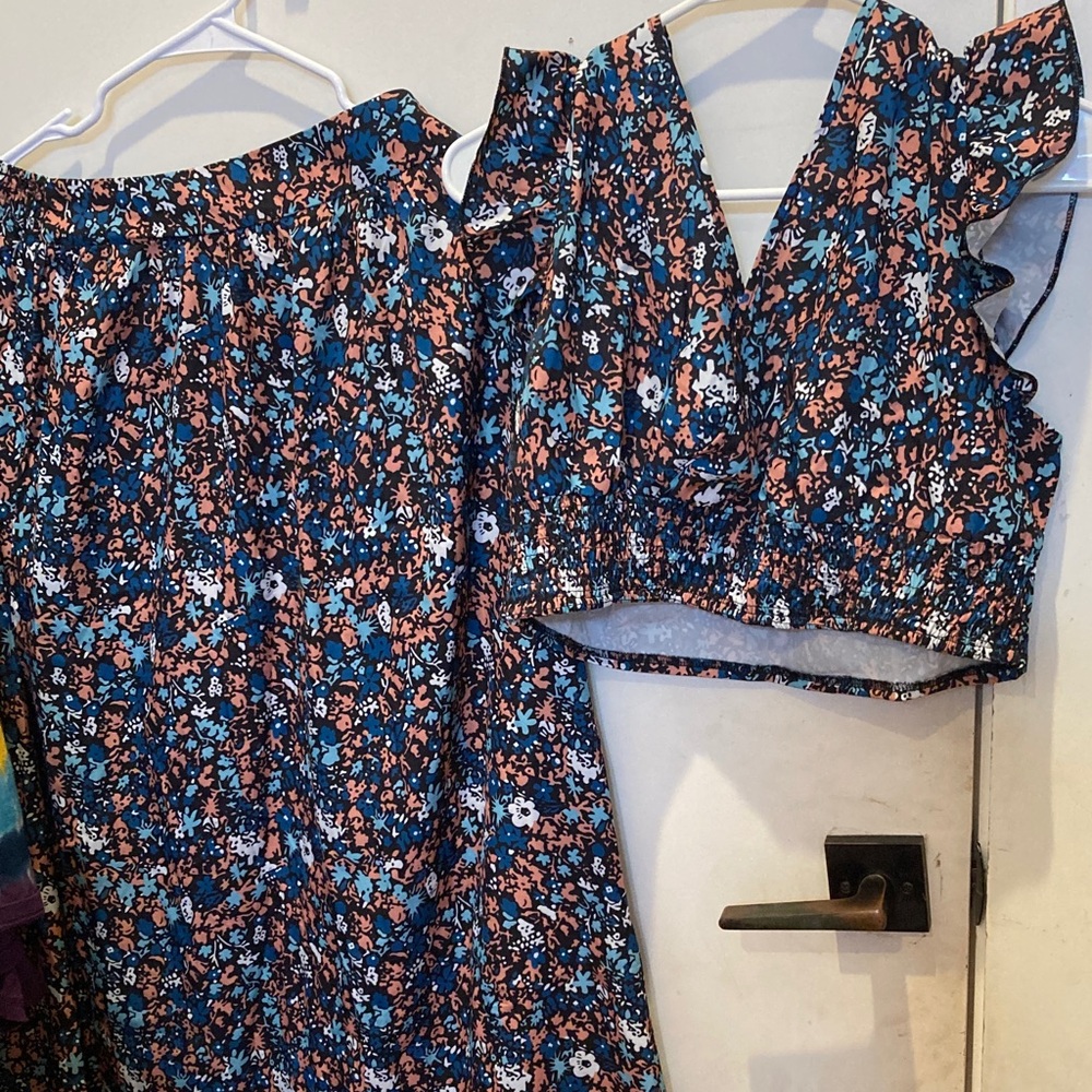 Floral Blue and Pink Women's Skirt